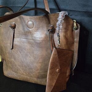 Elegant Brown Leather Tote Bag